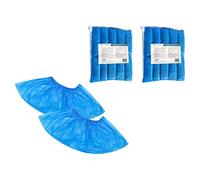 Lot de 2x 100 Surchaussures jetables imperméables OneProtek - Étanches, antidérapantes et résistantes à la déchirure - Couvre chaussure en polyéthylène (CPE) Bleu - Taille Unique