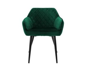 Lot de 2x chaises de salle à manger rembourré en velours fauteuils salon vert ML-Design