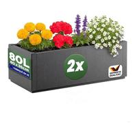 Casaria® 2X Jardinière Ethica Anthracite 80x36x36cm 80L résistante Fond d'écoulement Bac à Fleurs Pot de Fleurs Jardin Balcon