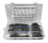 Lot de 3 000 clous de soudure en plastique, 6 tailles, 0,6/0,8 mm, clous en acier pour pare-chocs de voiture, réparation de hayon, agrafes ondulées plates en forme de V (1200 pièces)