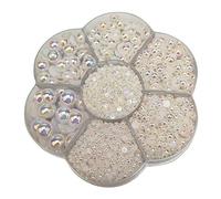 Lot de 3 000 perles rondes dorées Chenkou Craft, Demi-boule blanche AB.