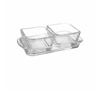 Lot de 3 + 1 petits bols en verre pour sauce, confiture, mayonnaise, ketchup mayonnaise, plateau de service et bols, plateau de service au beurre de miel pour le petit-déjeuner, 70 ml (2 + 1 lot)