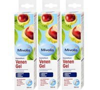 Lot de 3 (3x100 ml) Mivolis Gel pour les Veines avec Extrait de Marron d'Inde et Huile d'Eucalyptus, Gel Rafraîchissant et Revitalisant, 100 ml