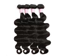 Lot de 3/4 extensions de cheveux humains vierges - Couleur noire naturelle - Tissage brésilien - Tissage brésilien - Résistantes à la chaleur - Extensions de cheveux bruts (1 pièce de 81 cm)