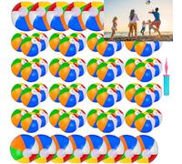 Lot de 3-45 Balles de Plage Arc-en-Ciel, 22cm Jouets de Piscine gonflables pour Jeux d'eau d'été Kids Birthday Party Supplies Combo Set Balles de Plage gonflables (20, Balles 13CM)