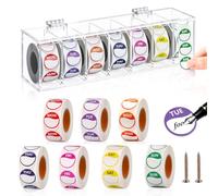 Lot de 3 500 autocollants 7 jours de la semaine 2,5 cm en acrylique pour distributeur de points alimentaires du lundi au dimanche pour cuisine, restaurant, date d'expiration