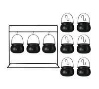 Lot de 3/6/9 bols à bonbons chaudron de sorcière d'Halloween avec supports en métal pour intérieur et extérieur, décorations de table, motif flamme réaliste, chaudron de bonbons