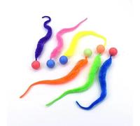 Lot de 3/6 balles rebondissantes en forme de vers en forme de vers en | Jouet coloré pour chat, queue qui attire les coups/morsures, le rouleau en spirale imite les vraies proies