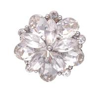 Lot de 3, 6 ou 10 boutons en forme fleur, strass scintillants, 22 mm, for vêtements, couture, décoration, métalliques, accessoires bricolage(Silver,3pcs)