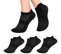 Lot de 3/6 paires de chaussettes antidérapantes en coton pour fille | Noir/rose/violet/bleu sarcelle | Soutien de la voûte plantaire et du talon | Sports | Respirantes, légères et confortables |