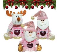 Lot de 3/6 sacs cadeaux de Noël avec fermeture éclair pour poupée 3D (3PC-C | Style bonhomme de neige, Père Noël, renne, tissu durable, fermeture éclair, taille spacieuse, un excellent cadeau pour la
