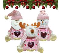 Lot de 3/6 sacs cadeaux de Noël avec fermeture éclair pour poupée 3D (3PC-G | Style bonhomme de neige, Père Noël, renne, tissu durable, fermeture éclair, taille spacieuse, un excellent cadeau pour la