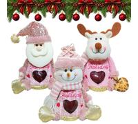 Lot de 3/6 sacs cadeaux de Noël avec fermeture éclair pour poupée 3D (3PC-I | Style bonhomme de neige, Père Noël, renne, tissu durable, fermeture éclair, taille spacieuse, un excellent cadeau pour la