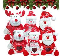 Lot de 3/6 sacs cadeaux de Noël avec fermeture éclair pour poupée 3D (6PC-B | Style bonhomme de neige, Père Noël, renne, tissu durable, fermeture éclair, taille spacieuse, un excellent cadeau pour la