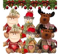 Lot de 3/6 sacs cadeaux de Noël avec fermeture éclair pour poupée 3D (6PC-Z | Style bonhomme de neige, Père Noël, renne, tissu durable, fermeture éclair, taille spacieuse, un excellent cadeau pour la