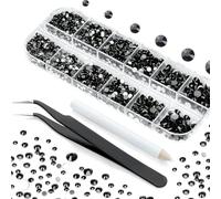 Lot de 3 992 strass à coller SS6-S20, tailles mixtes, or siam, noir, avec dos plat et paillettes, pour loisirs créatifs, noir, tailles mixtes, 3 992 pièces