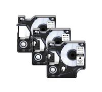Lot de 3 à 10 étiquettes Standard Noires sur Blanc 6/9/12 mm for Rubans DYMO D1 45013, 45010, 45016 et 45021. Compatibles avec Les Rubans D-mo L-belanag 200 et 450.(3PK Black on White,24mm)