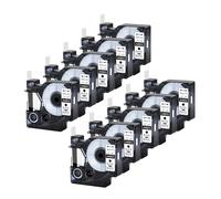 Lot de 3 à 10 étiquettes Standard Noires sur Blanc 6/9/12 mm for Rubans DYMO D1 45013, 45010, 45016 et 45021. Compatibles avec Les Rubans D-mo L-belanag 200 et 450.(10PK Black on White,24mm)