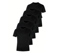Lot de 3 à 5 t-Shirts Homme - Col Rond Unis pour l'été (FR/ES, Alpha/Lettres, 4TG, Taille Normale, Taille Normale, 5-Minimaliste Noir)