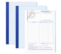 Lot de 3 A5 Manifold Factures Micro-Entrepreneur 50 Feuillets Autocopiants Numérotés en Duplicatas Facturier Auto-entrepreneur Carnet de Facturation Format 144 x 209mm Bleu 250g/m² TVA Non Applicable