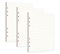 Lot de 3 A5 Recharge Papier,Ligne horizontale 6 Trous Vierge Feuillets Mobiles pour Agenda Filofax A5 Bullet Carnet Cahier de Voyage 240 Feuilles