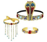 Lot de 3 accessoires de coiffure en forme de serpent égyptien, collier, bracelets Cléopâtre, accessoires vintage, accessoires de costume pharaonique égyptien pour Halloween, carnaval, jeu de rôle,