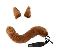 Lot de 3 accessoires de cosplay en peluche avec oreilles de renard et queue de loup - Accessoire de cosplay gothique - Kit de prise de photo - Oreilles et queue de loup - Rouge et noir