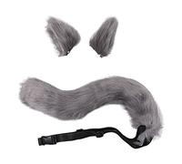 Lot de 3 accessoires de cosplay en peluche avec oreilles de renard et queue de loup - Accessoire de cosplay gothique - Kit de prise de photo - Oreilles et queue de loup - Rouge et noir