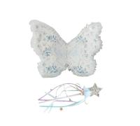 Lot de 3 accessoires de costume ailes de papillon pour filles, y compris un couvre-chef et une baguette étoilée, des accessoires de bâton magique pour tout-petits