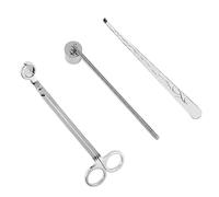 Lot de 3 accessoires pour bougies, coupe-bougies, coupe-mèches de bougie, ensemble d'accessoires de bougies (argenté)