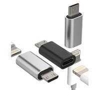 Lot de 3 adaptateurs de Charge Lightning écrou vers Micro USB mâle pour Chargeur iPhone vers Prise Android Jack Câble d'alimentation Accessoires pour Samsung Galaxy S5 S6 S7 Edge Ps4