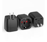 Lot de 3 adaptateurs de voyage de type A vers Schuko type F - Prise de voyage UE - Noir - 10 A - 250 V - Adaptateur de voyage pour États-Unis, Canada, Mexique, Japon, Taiwan - Convient pour