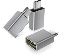 Lot de 3 adaptateurs USB-C vers USB-A en alliage d'aluminium, compatible avec MacBook Pro/Air, iPhone 17/16/16e/15 Max, Galaxy S25 Argent