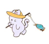 Lot de 3 adorables broches de pêcheur, deux options de couleur, bijoux en alliage léger, 4,2 cm, broche décorative pour un usage quotidien, accessoire ludique pour chaton poisson, fishing, Comme