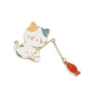 Lot de 3 adorables broches de pêcheur, deux options de couleur, bijoux en alliage léger, 4,2 cm, broche décorative pour un usage quotidien, accessoire ludique pour chaton poisson, fishing, Comme