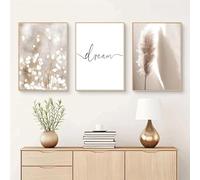 Lot de 3 affiches bohèmes, beiges pour décoration de paysage, peintures murales pour chambre à coucher, impression artistique sur toile pour salon, paysage esthétique, sans cadre (rêve, 40 x 50 cm