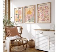 Lot de 3 affiches esthétiques, décoration murale florale, peinture murale botanique abstraite, illustration de fleurs de la nature, impressions d'art pour salon, chambre, bureau (50 x 70 cm)