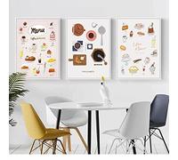 Lot de 3 affiches et impressions sur toile pour décoration murale de boulangerie, cuisine, décoration murale sans cadre 40 x 50 cm
