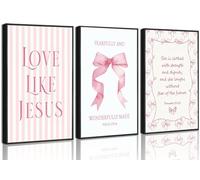 Lot de 3 affiches murales chrétiennes roses avec versets inspirants de la Bible de Jésus - Impression éclectique et esthétique - Image preppy - Décoration murale - Sans cadre - 50,8 x 76,2 cm