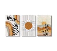 Lot de 3 affiches murales géométriques représentant des plantes du désert et du soleil, décoration abstraite, art moderne, pour chambre, décoration d'intérieur, 60 x 80 cm (24 x 31 pouces), avec cadre