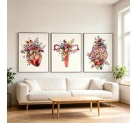 Lot de 3 affiches murales sur le thème de la médecine 30x40cm, affiches abstraites sur toile représentant l'anatomie, décoration d'art moderne pour salon, chambre et bureau, sans cadre(C,3x30x40cm)
