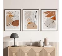 Lot de 3 Affiches/Posters Triptyque - Feuilles 3617689994666 - Bordure Noire - 3 Affiches - 21x29,7 cm (Cadres Non fournis)
