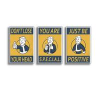 Lot de 3 affiches sur toile « TV Fallout » - Décoration murale - Sans cadre - 30 x 45 cm