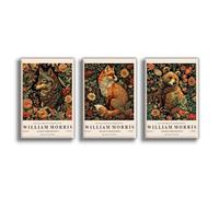 Lot de 3 Affiches sur Toile William Morris, Imprimés Animaux - Ours, Loup, Renard - Décoration Murale Vintage pour la Maison, le Salon ou la Chambre à Coucher Sans Cadre 12x18inch(30x45cm)