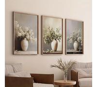 Lot de 3 affiches vintage sur toile imprimée, style paysage botanique champêtre, pour la décoration du salon ou la maison (21 x 30 cm x 3 / sans cadre)