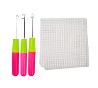 Lot de 3 aiguilles à crochet ergonomiques avec filet en toile pour tapis et tapis
