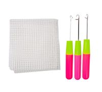 Lot de 3 aiguilles à crochet ergonomiques avec filet en toile pour tapis et tapis en bois