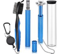 Lot de 3 aiguiseurs de rainures de Club de Golf rétractables et aiguiseur de rainures à 6 têtes - Outil de rerainurage et nettoyant pour Tous Les fers de Golf, Lancer, Sable, lob, Cales d'approche,