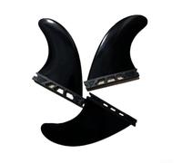Lot de 3 ailerons pour planches de surf de la série 437 avec centre gauche et droit pour palmes de pêche série 427 en nylon et 30 % fibre de verre (noir)