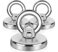 Lot de 3 aimants puissants en néodyme - 80 kg - 48 mm - Aimants de pêche super puissants avec trou - Pour la maison, l'atelier, la montagne d'étang, pour la pêche magnétique dans les lacs, la pelouse